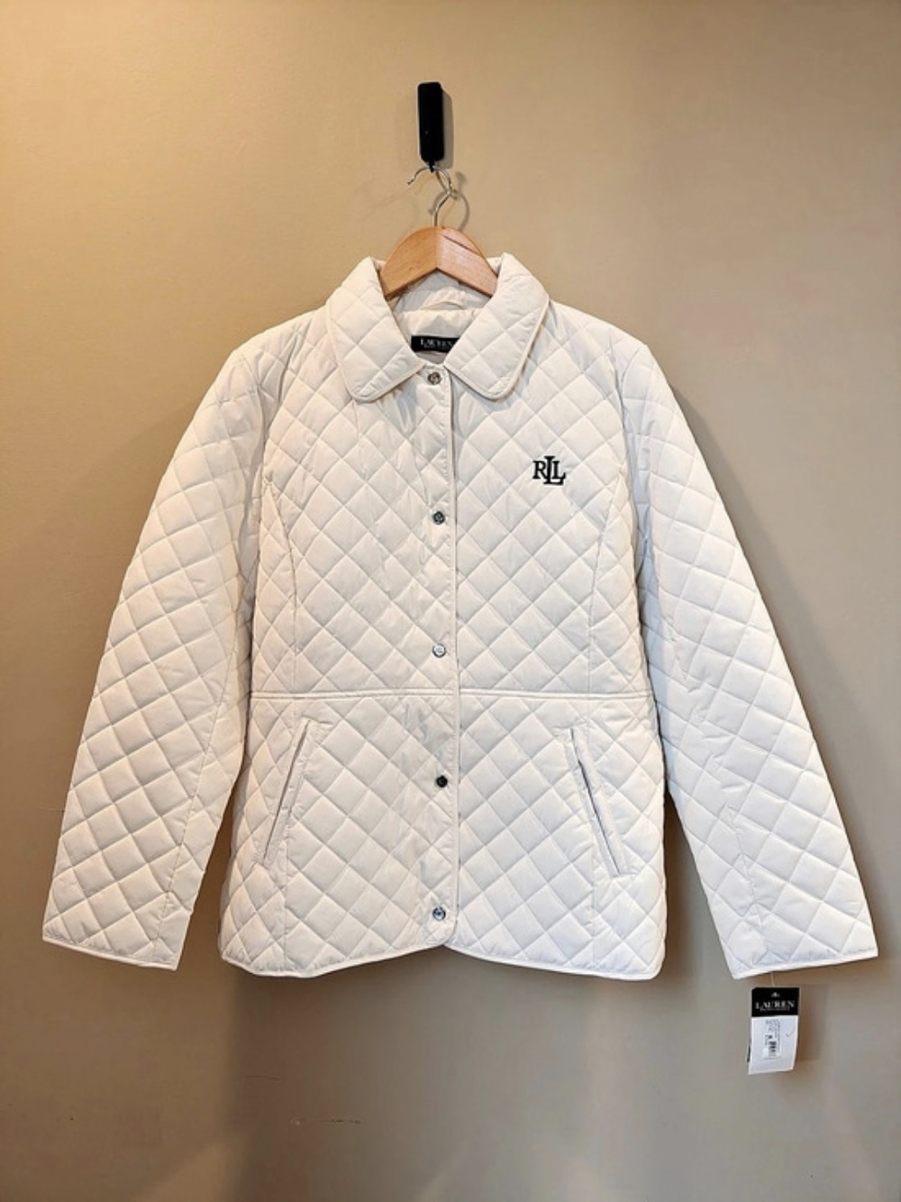 Lauren Ralph Lauren Quilted Barn Coat Quilted Jacket in White Large NWT